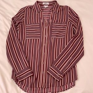 Express Portofino. Burgundy/Purple/Pink Stripe. Slim Fit